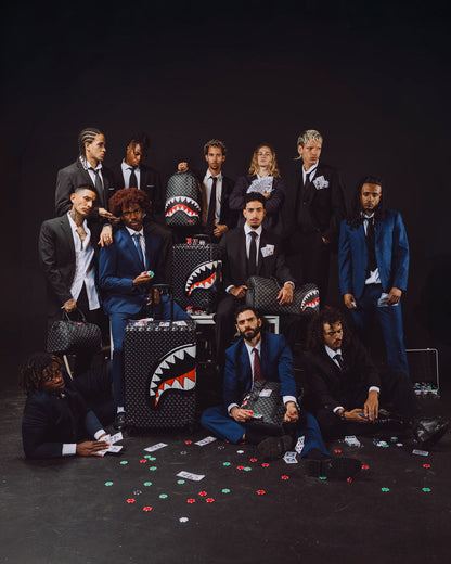SPRAYGROUND® LUGGAGE SHARKS IN PARIS WTF BUBBLY BLACK CHECK FULL-SIZE LUGGAGE