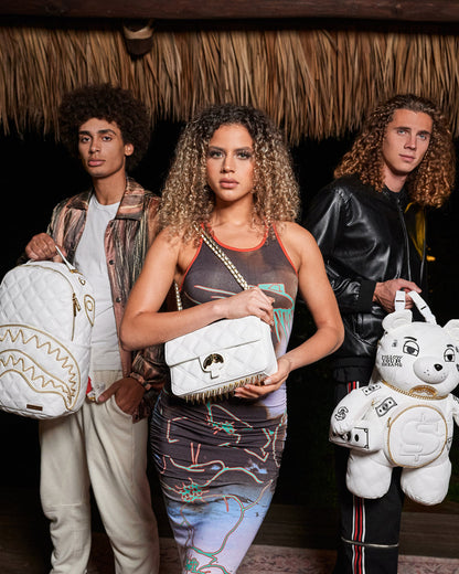 SPRAYGROUND® HANDBAG RIVIERA LE BLANC GOLD CHAIN SHARK HANDBAG