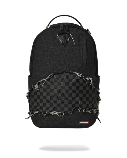 SPRAYGROUNDÂ® BACKPACK BLACK DENIM TEAR SHARK BACKPACK