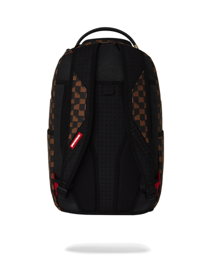 SPRAYGROUND® BACKPACK BROWN AND CREAM DRIP CHECK SHARK BACKPACK