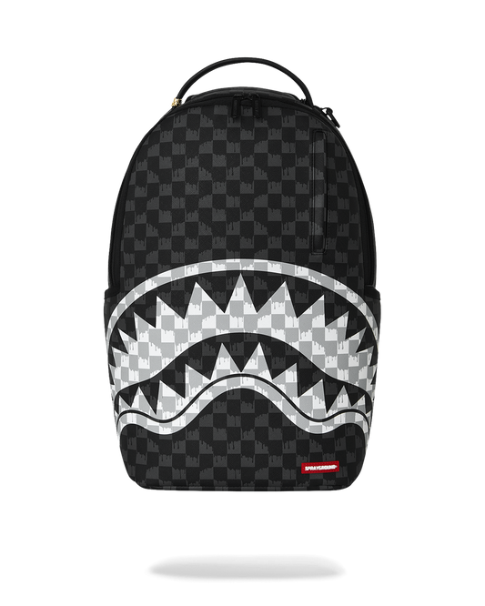 SPRAYGROUND® BACKPACK BLACK AND WHITE DRIP CHECK SHARK BACKPACK