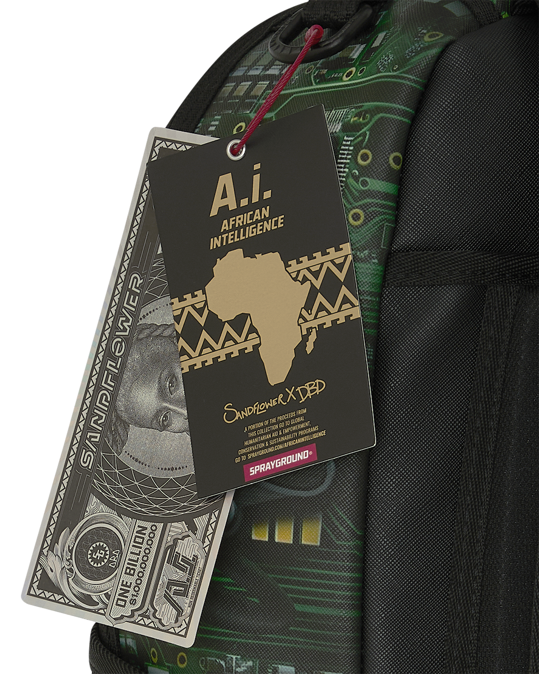 SPRAYGROUND® BACKPACK A.I. AFRICAN INTELLIGENCE REWIRED & INSPIRED BACKPACK - SANDFLOWER COLLAB