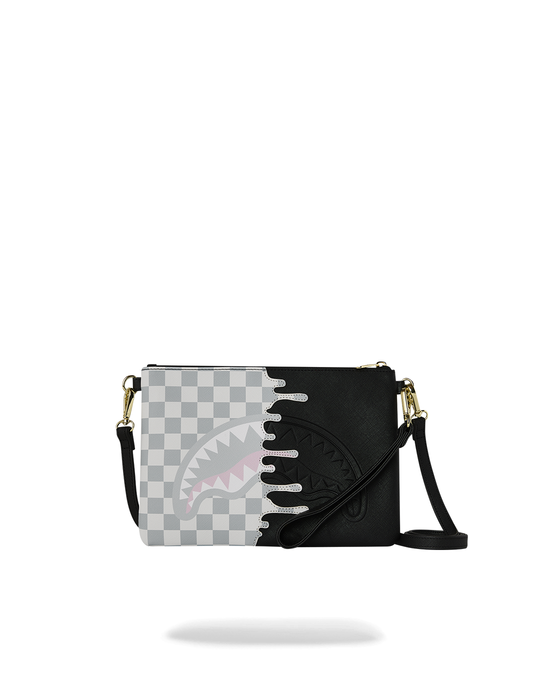 SPRAYGROUND® POUCHETTE CREAM CHECK SIDE DRIP CROSSOVER CLUTCH