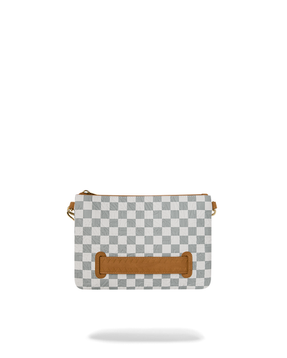 SPRAYGROUND® POUCHETTE GRAFF EMBOSSED CREAM CHECK CROSSOVER CLUTCH
