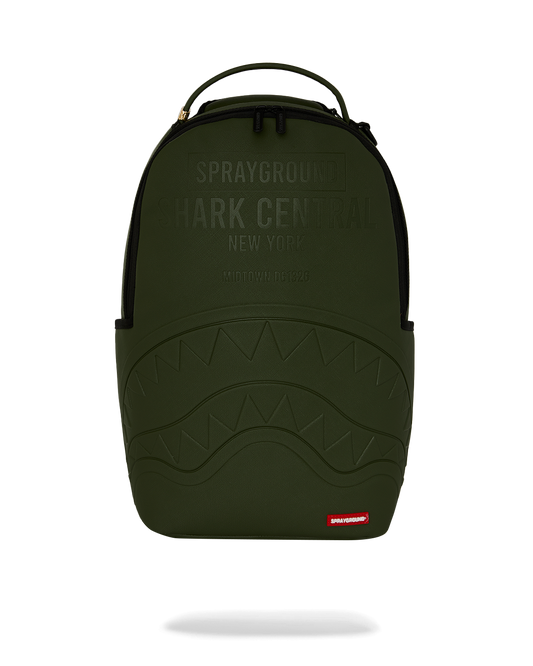 SPRAYGROUND® BACKPACK SHARK CENTRAL EMBOSSED GREEN NYLON BACKPACK