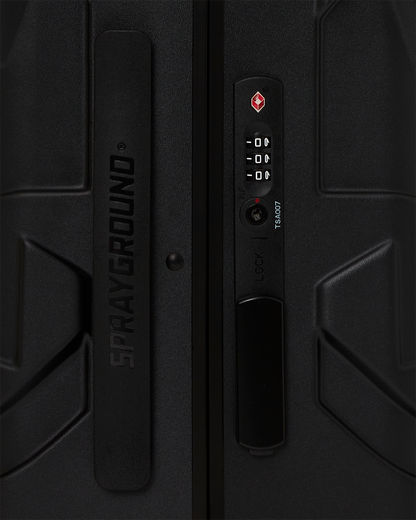 SPRAYGROUND® LUGGAGE REALITY CHECK SHARKNAUTICS HARDSHELL CARRY-ON JETBLACK LUGGAGE (GUNMETAL HARDWARE)