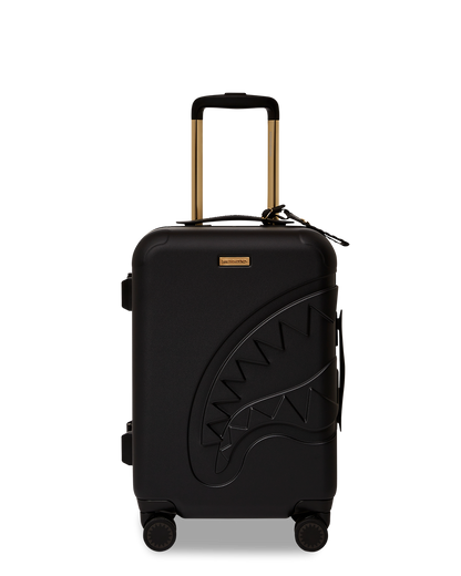 SPRAYGROUND® LUGGAGE REALITY CHECK SHARKNAUTICS HARDSHELL CARRY-ON JETBLACK LUGGAGE (GOLD HARDWARE)