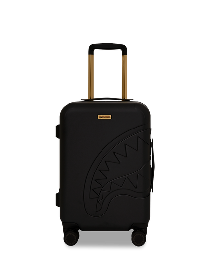 SPRAYGROUND® LUGGAGE REALITY CHECK SHARKNAUTICS HARDSHELL CARRY-ON JETBLACK LUGGAGE (GOLD HARDWARE)
