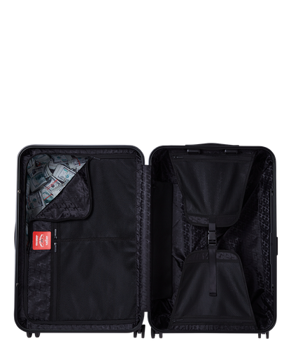 SPRAYGROUND® LUGGAGE REALITY CHECK SHARKNAUTICS HARDSHELL FULL-SIZE JETBLACK LUGGAGE (GOLD HARDWARE)