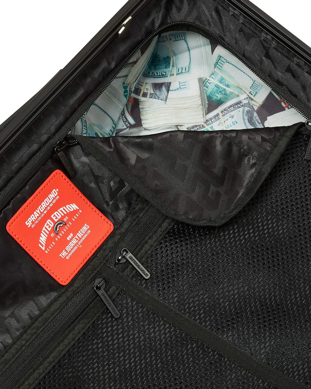 SPRAYGROUND® LUGGAGE SHARKS IN PARIS WTF BUBBLY BLACK CHECK CARRY-ON LUGGAGE