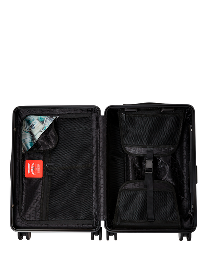 SPRAYGROUND® LUGGAGE SHARKS IN PARIS WTF BUBBLY BLACK CHECK CARRY-ON LUGGAGE