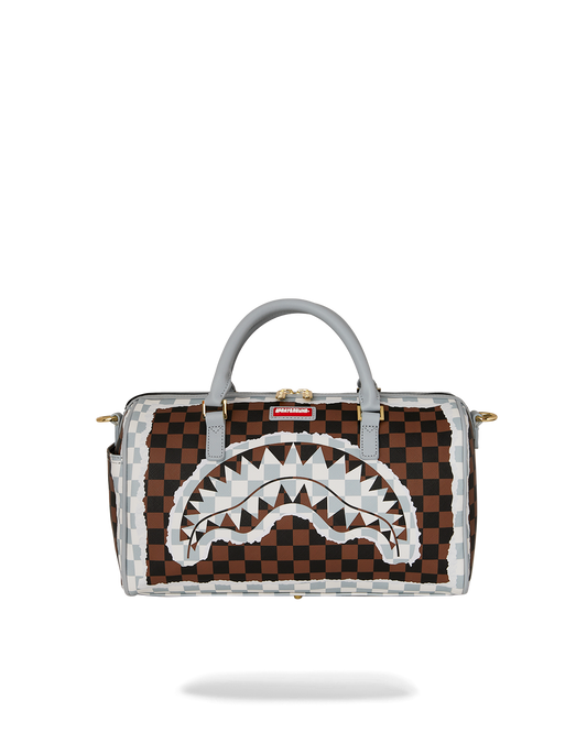SPRAYGROUND® DUFFLE CREAM AND BROWN TEAR CHECK MINI DUFFLE