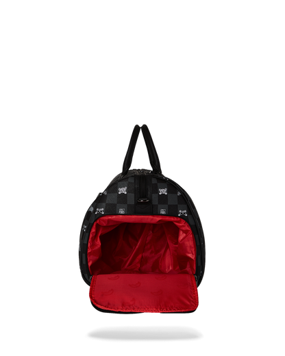 SPRAYGROUND® DUFFLE GRAY PEEKING CHARACTER CHECK DUFFLE