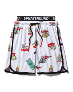 SPRAYGROUND® SWIM KIDS PATCH ALL-IN SWIM TRUNKS (WHITE)