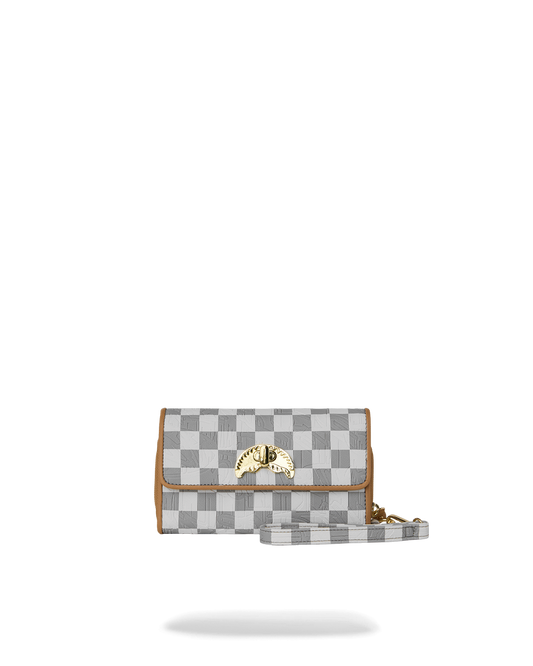 SPRAYGROUND® WALLET EMBOSSED CREAM CHECK TURN LOCK WALLET
