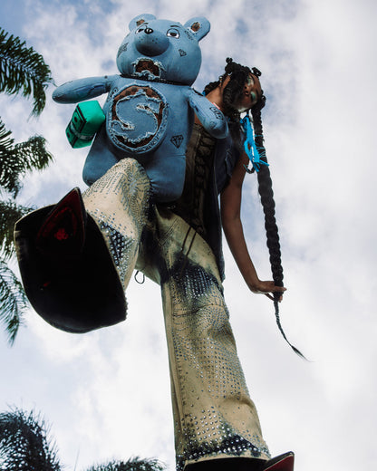 SPRAYGROUND® BACKPACK DENIM SHARK MONEYBEAR TEDDY BEAR