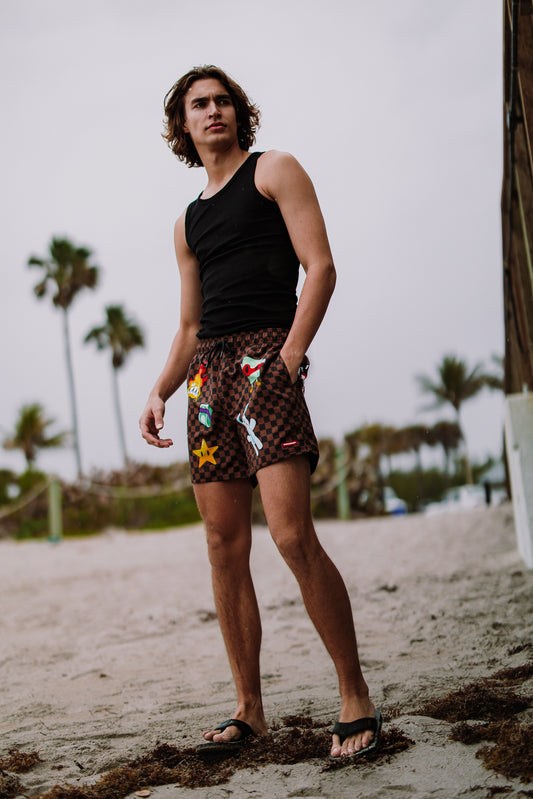 SPRAYGROUND® SWIM PARIS PATCH SWIM SHORTS